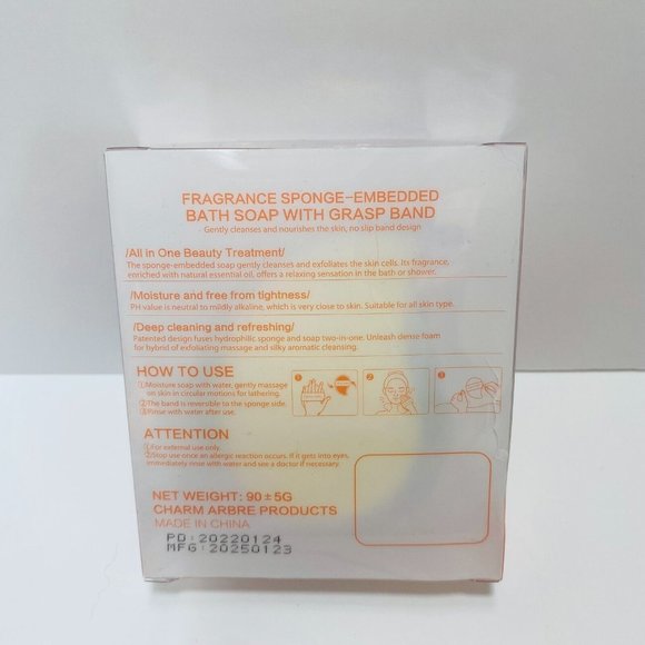 Charm Arbre Sponge Soap Fastener Lavender Relief Mild Formula Exfoliates New - Picture 2 of 4